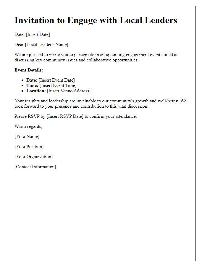 Letter template of local leader engagement invitation