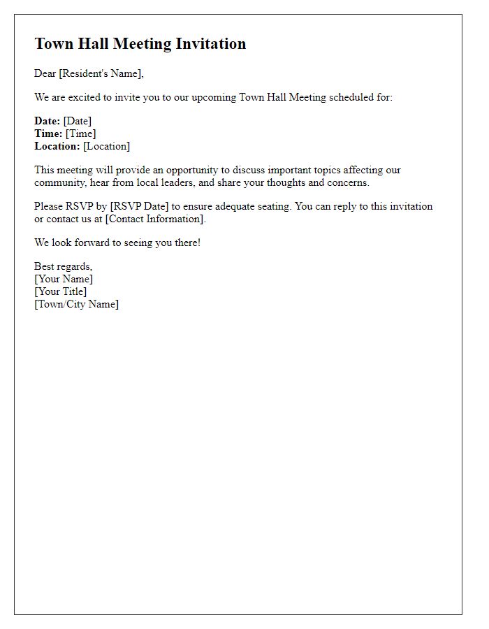 Letter template of town hall meeting invitation