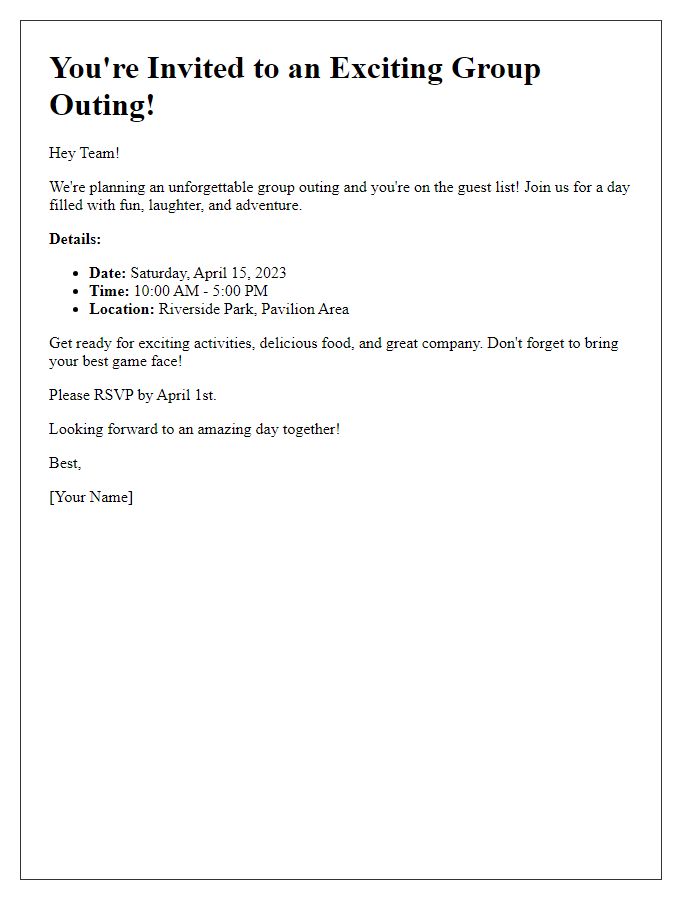 Letter template of exciting group outing invitation for friends