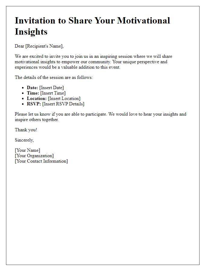 Letter template of invitation to share motivational insights