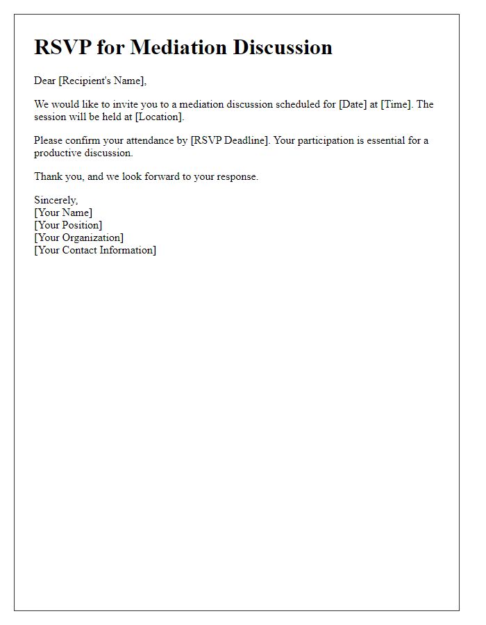 Letter template of RSVP for mediation discussion