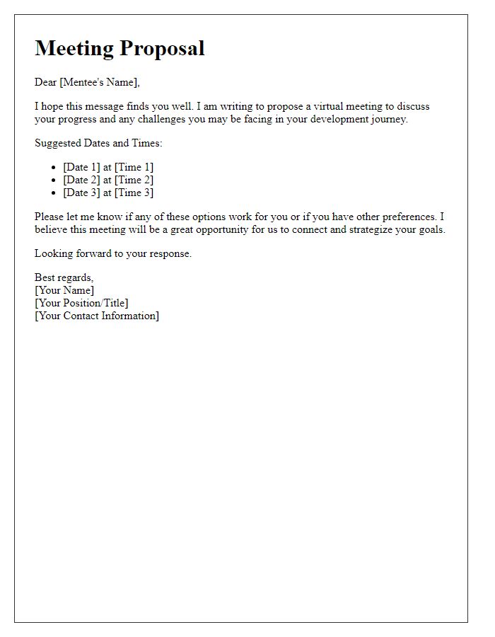 Letter template of virtual mentor-mentee meeting proposal