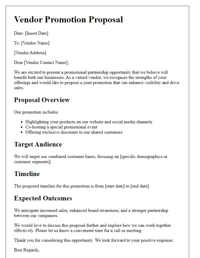 Letter template of united vendor promotion proposal