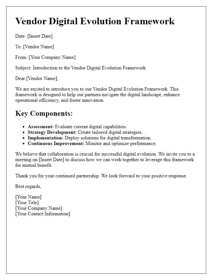 Letter template of vendor digital evolution framework