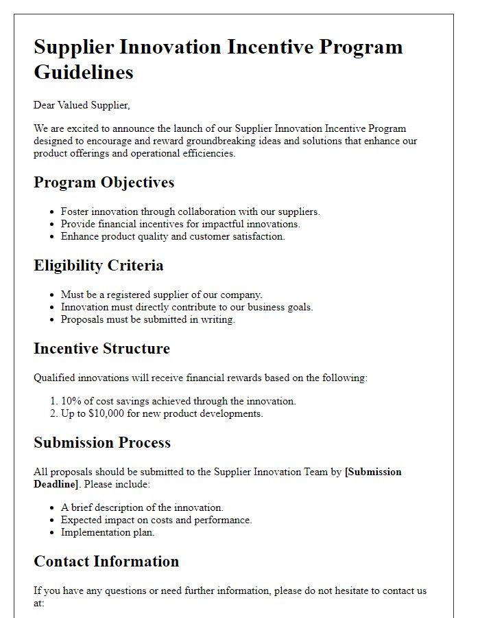 Letter template of Supplier Innovation Incentive Program Guidelines