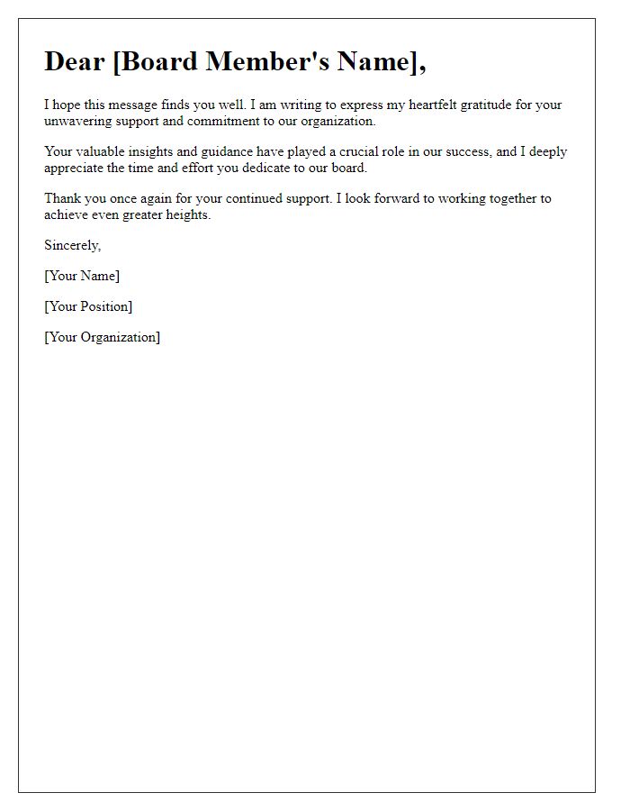 Letter template of thanks for board support