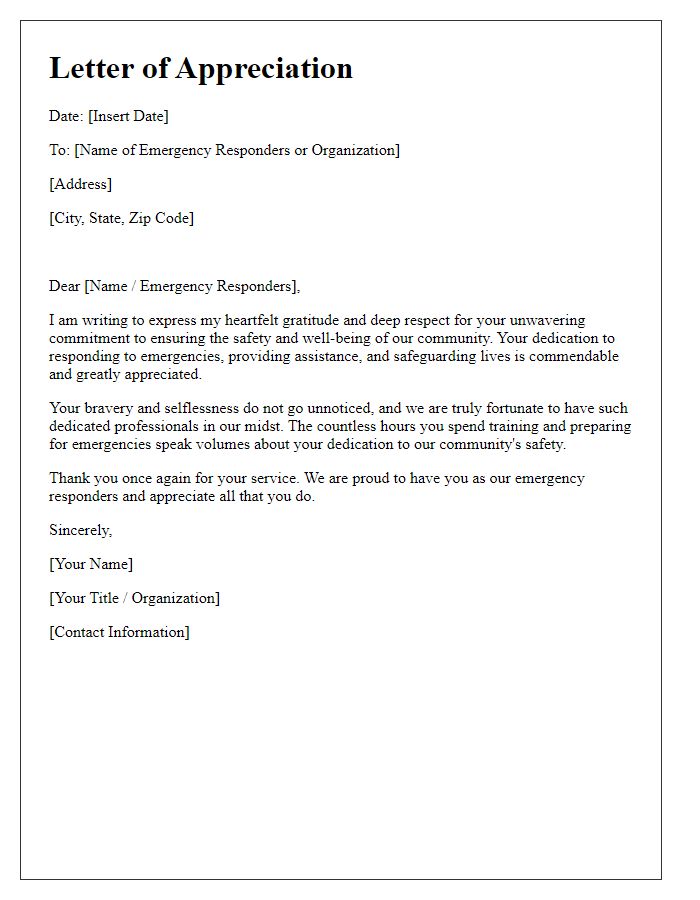 Letter template of respect for the commitment of emergency responders to community safety.