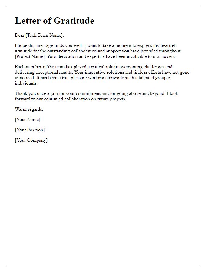 Letter template of gratitude for tech team collaboration