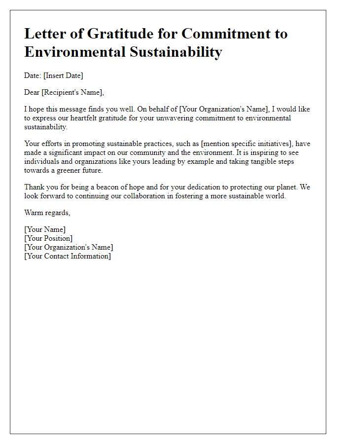 Letter template of gratitude for commitment to environmental sustainability