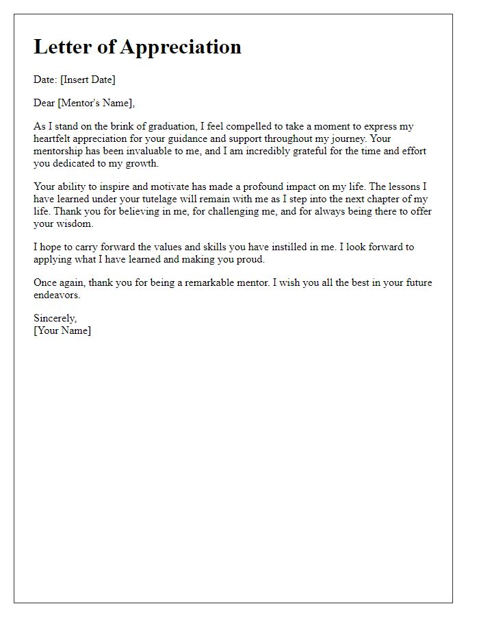 Letter template of appreciation for mentors at graduation