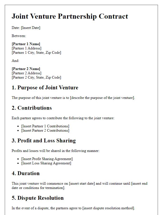 Letter template of joint venture partnership contract