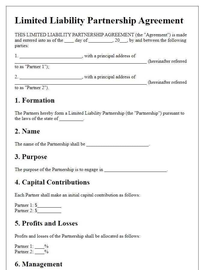 Letter template of limited liability partnership agreement