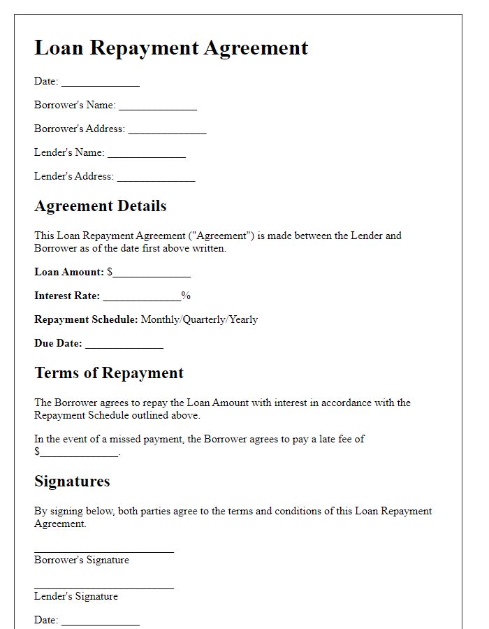 Letter template of loan repayment agreement