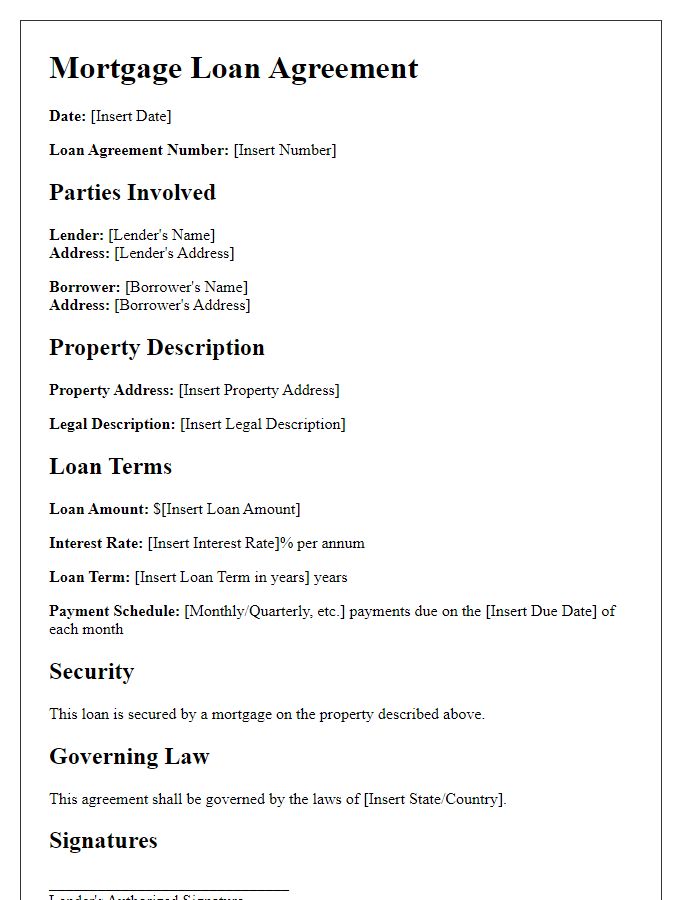 Letter template of mortgage loan agreement for commercial properties