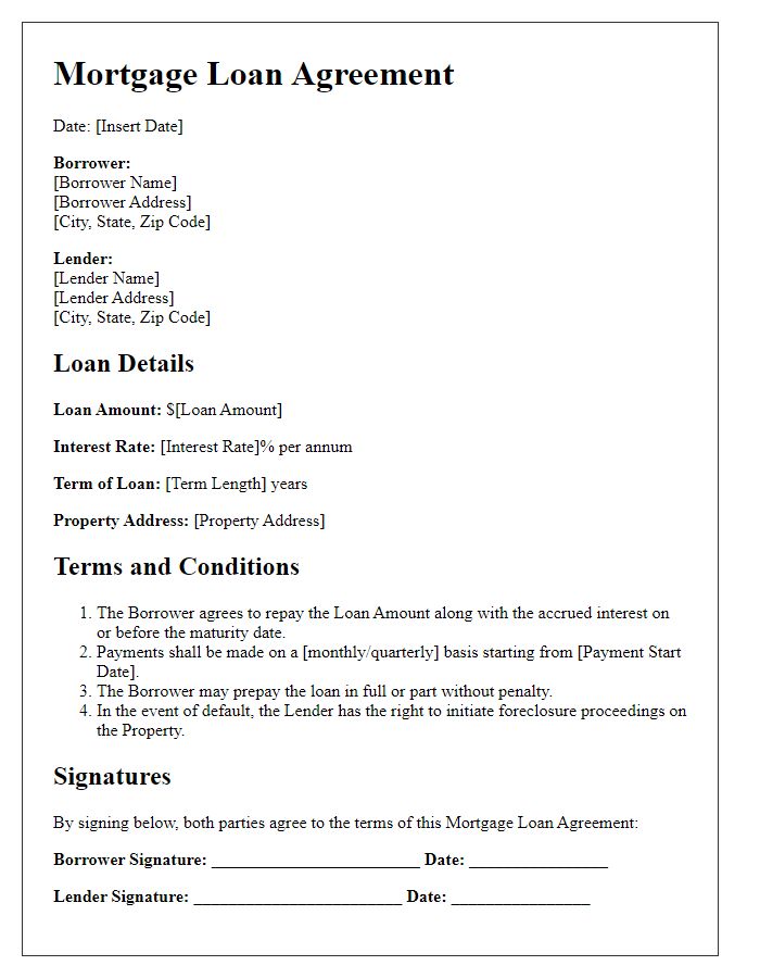 Letter template of mortgage loan agreement for investment properties