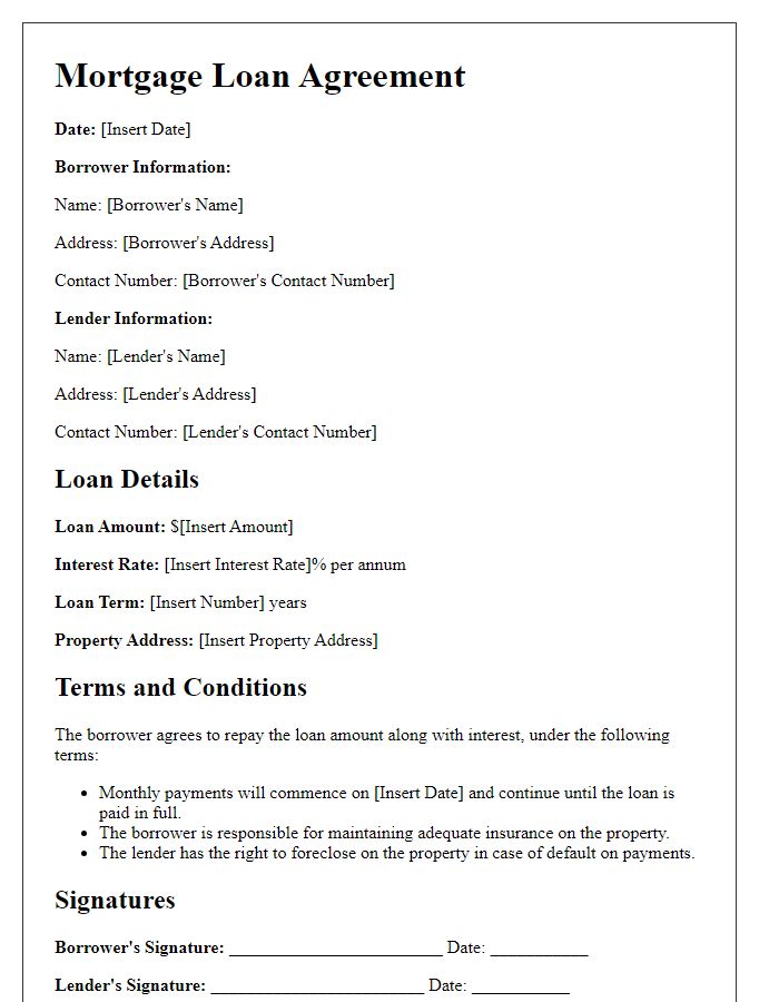 Letter template of mortgage loan agreement for jumbo loans