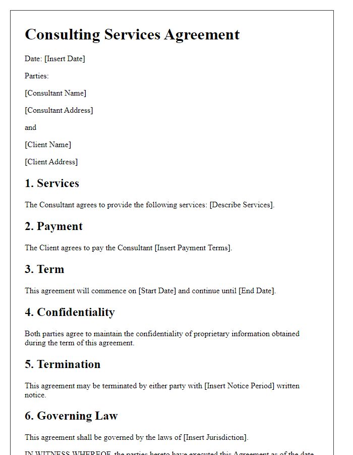 Letter template of contract for consulting services