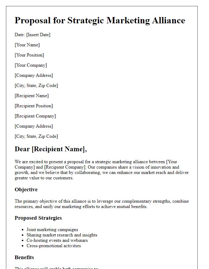 Letter template of strategic marketing alliance proposal