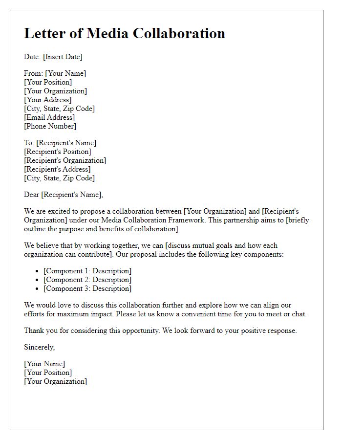 Letter template of Media Collaboration Framework