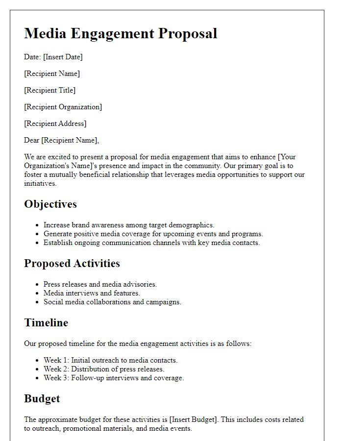 Letter template of Media Engagement Proposal