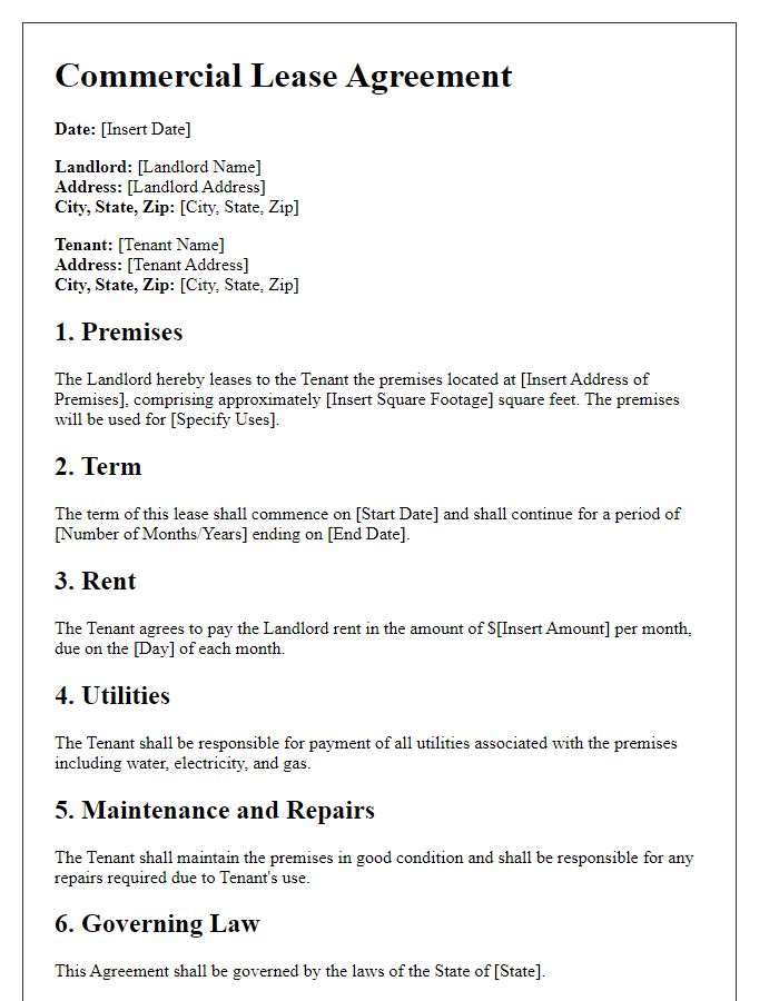 Letter template of Commercial Lease Agreement for Mixed-Use Development