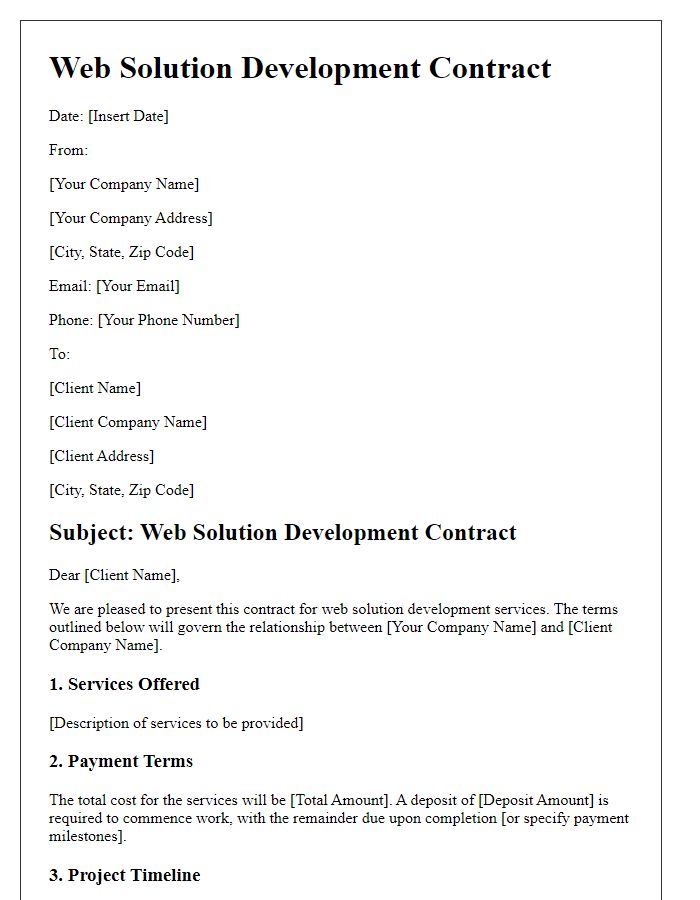 Letter template of custom web solution development contract