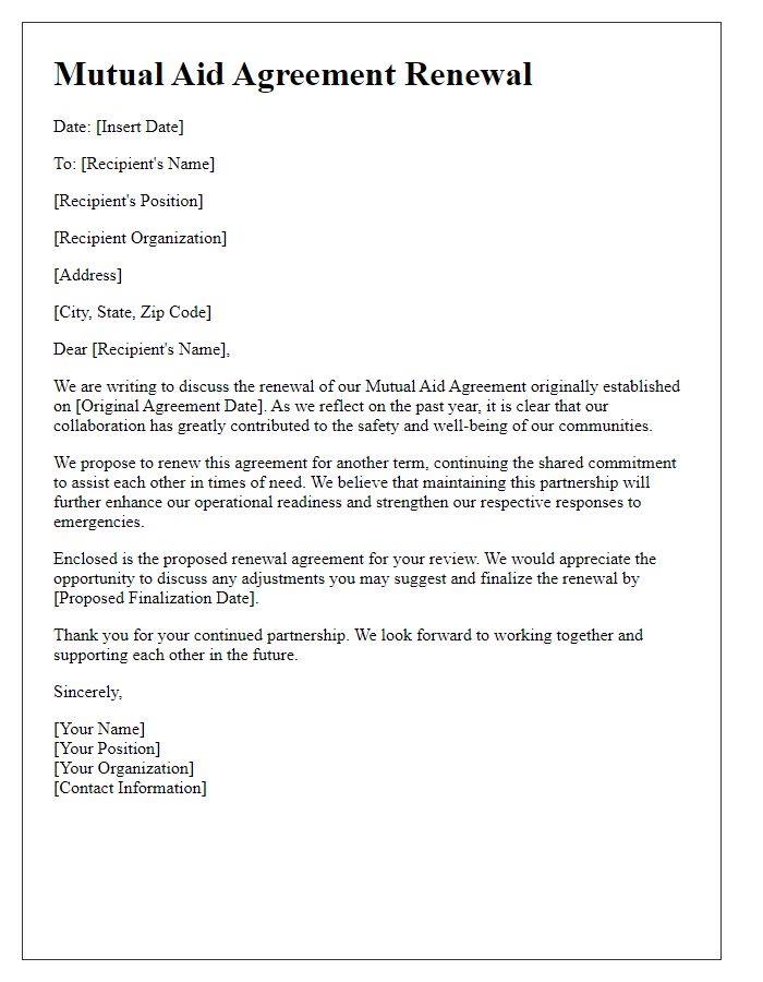 Letter template of mutual aid agreement renewal