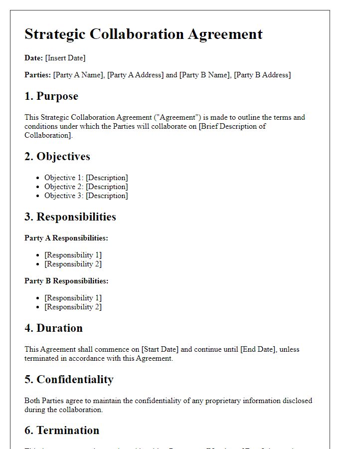 Letter template of strategic collaboration agreement