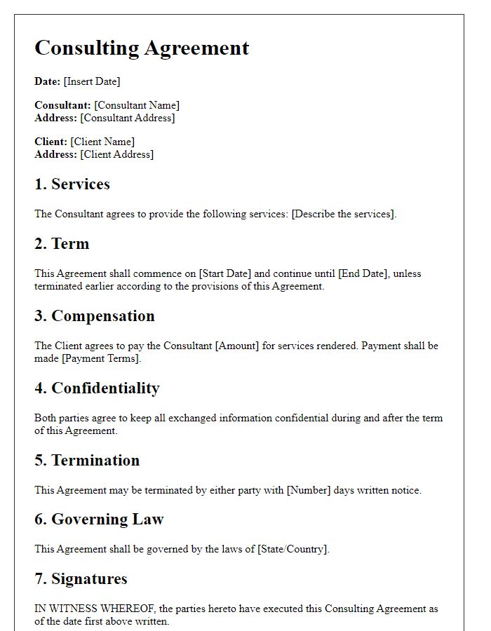 Letter template of Consulting Agreement for Business Development