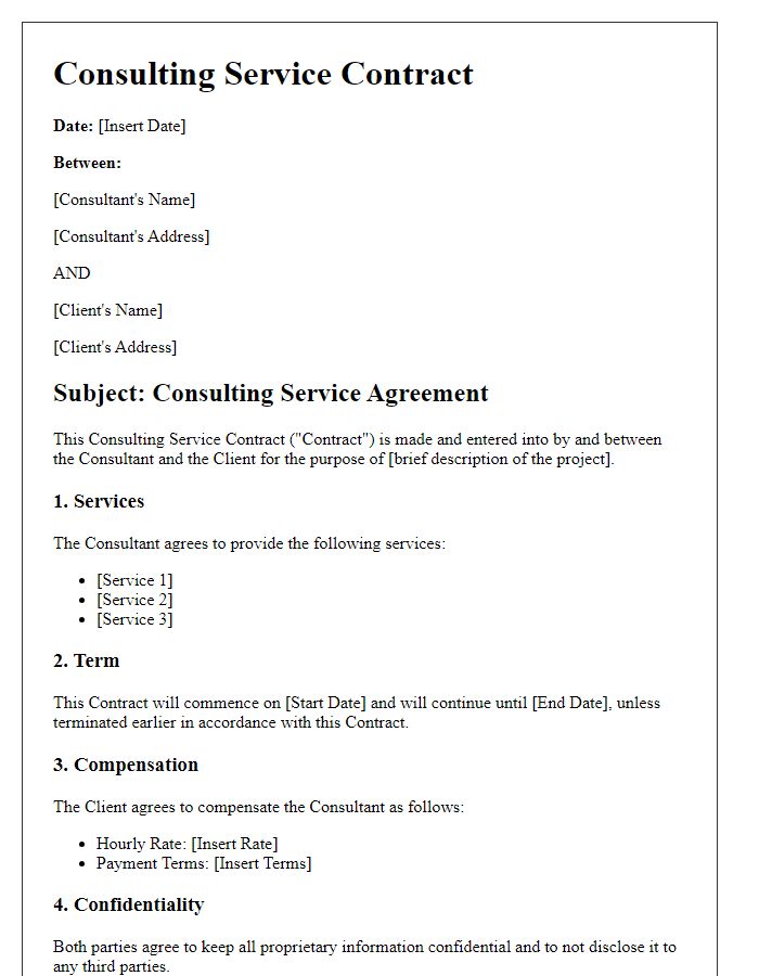 Letter template of Consulting Service Contract for Business Partnership