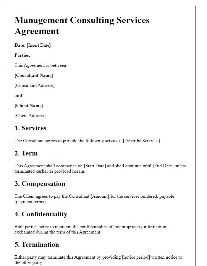 Letter template of Management Consulting Services Agreement