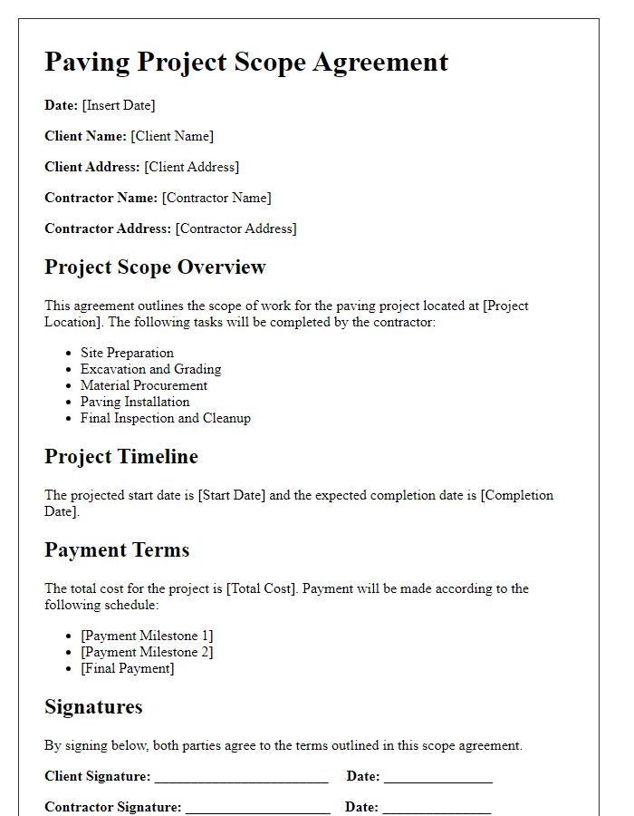 Letter template of paving project scope agreement.