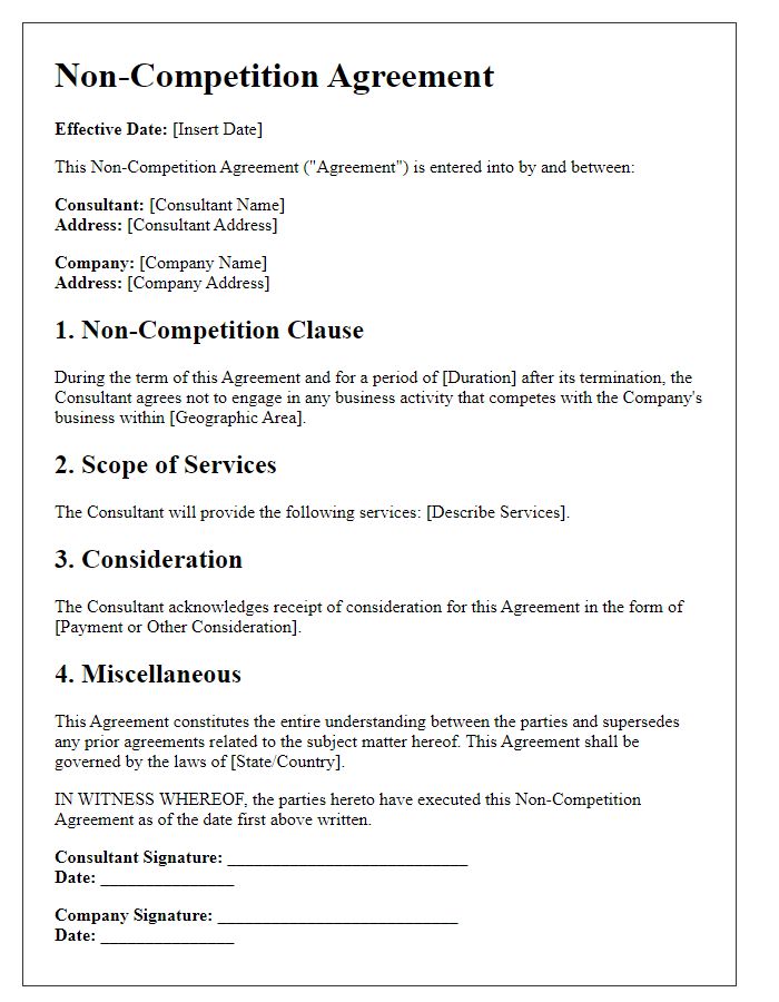 Letter template of Non-Competition Agreement for Consultants