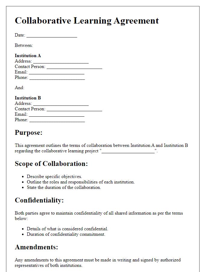 Letter template of collaborative learning agreement