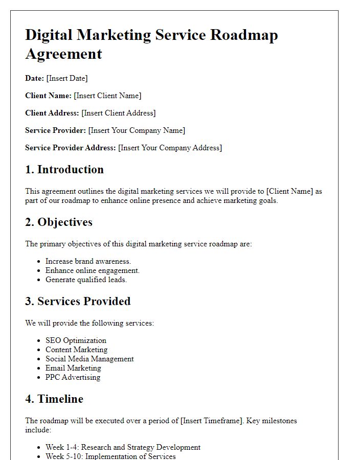 Letter template of digital marketing service roadmap agreement