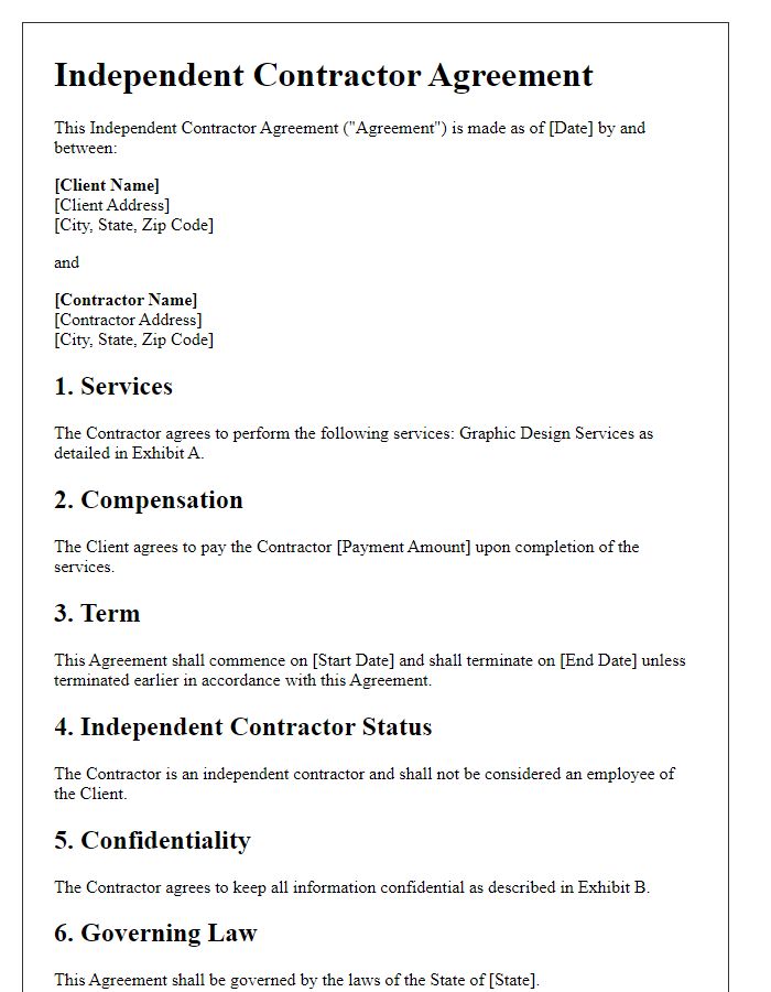 Letter template of independent contractor agreement for graphic design