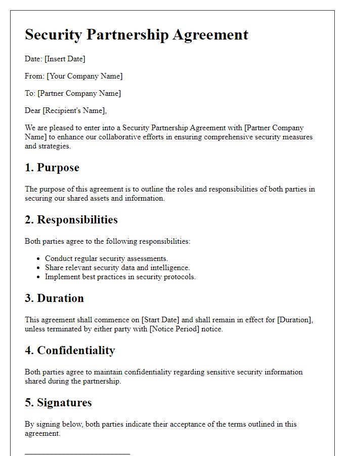 Letter template of Security Partnership Agreement