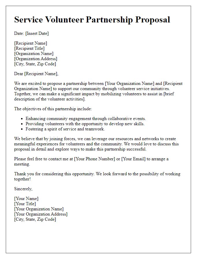 Letter template of Service Volunteer Partnership Letter