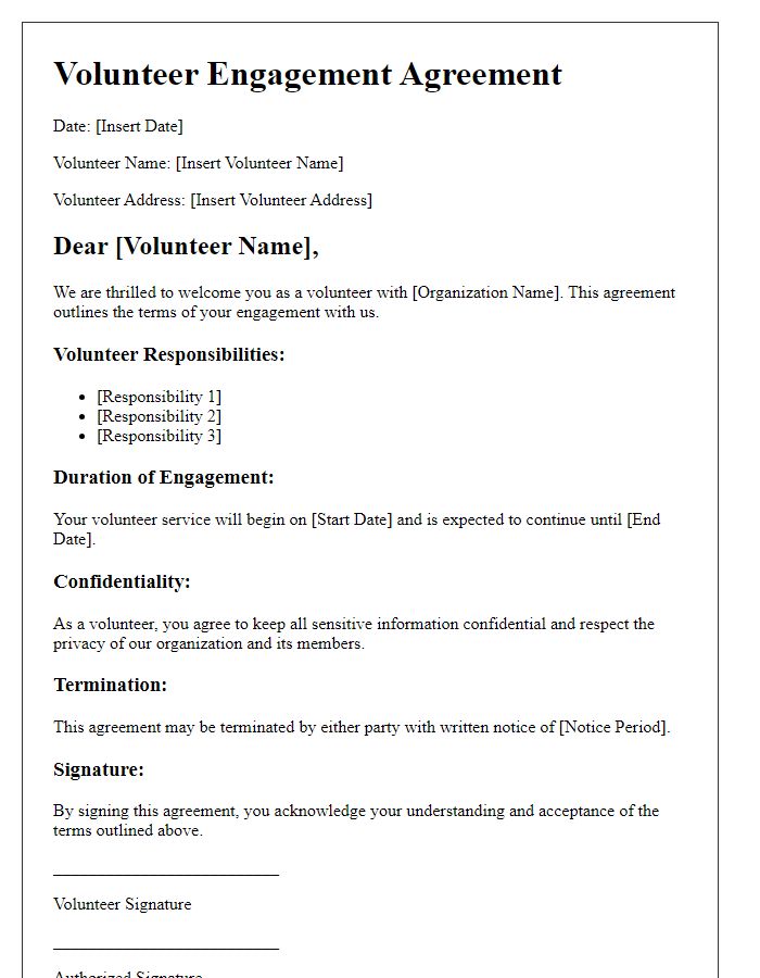 Letter template of Volunteer Engagement Agreement