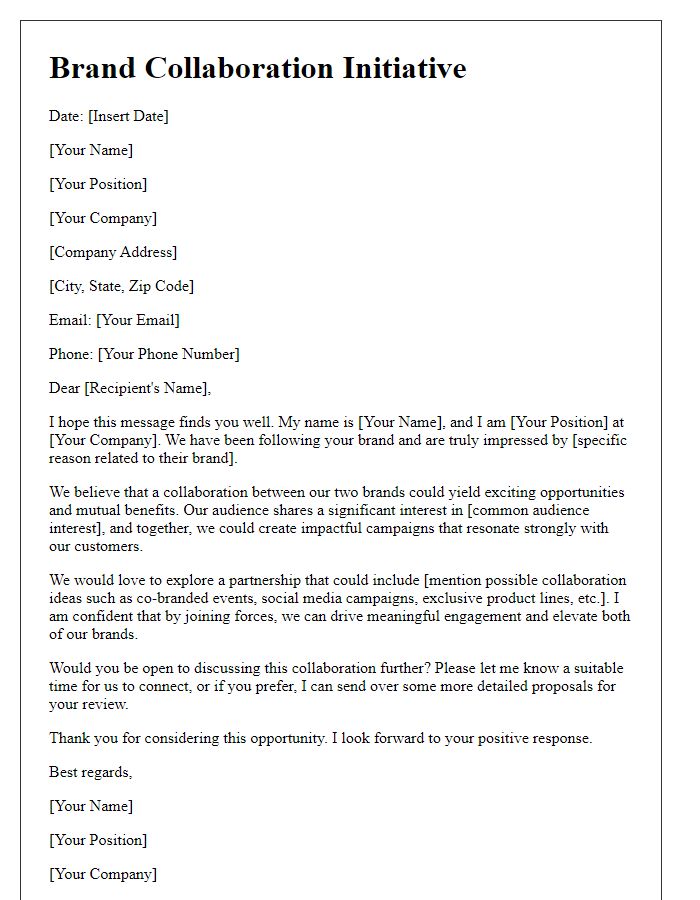 Letter template of brand collaboration initiative