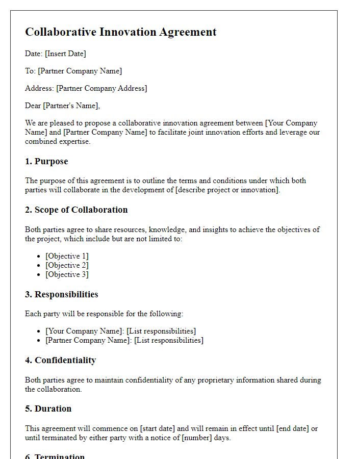 Letter template of collaborative innovation agreement