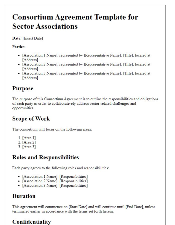 Letter template of consortium agreement for sector associations