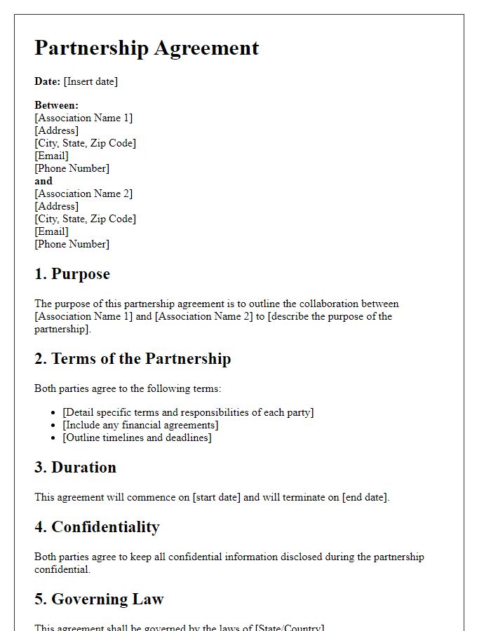 Letter template of partnership agreement for industry associations