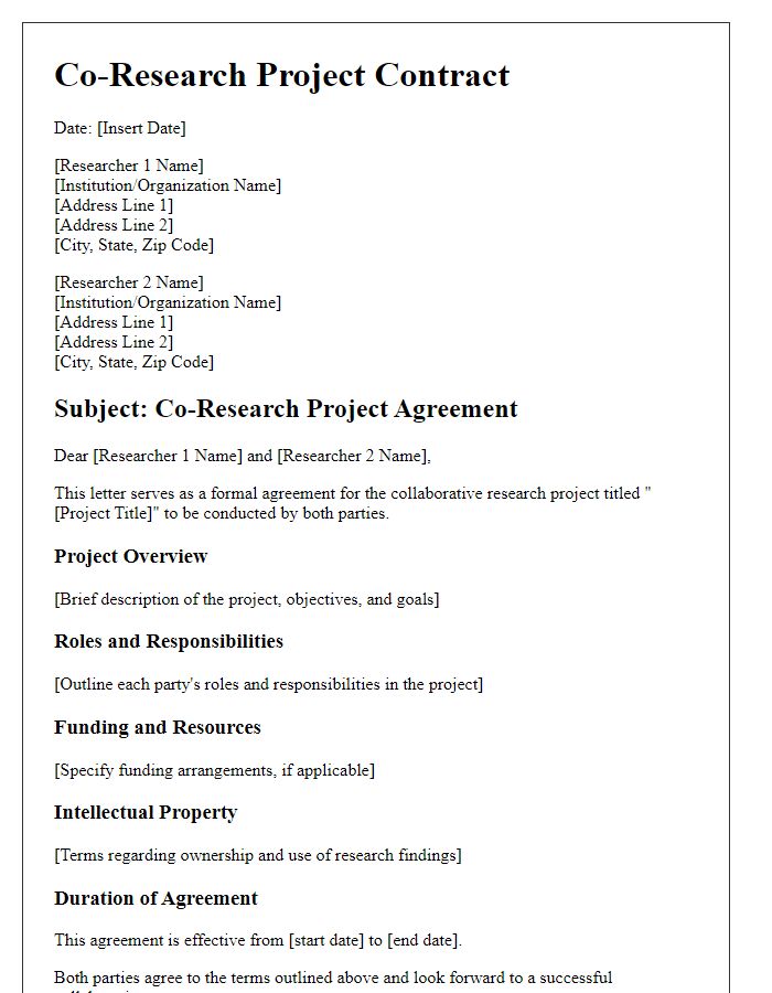 Letter template of co-research project contract