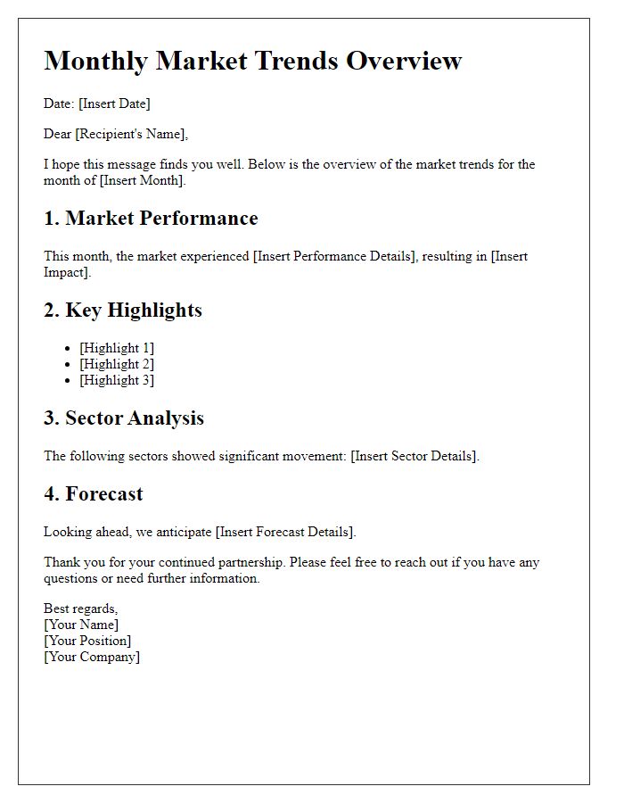 Letter template of Monthly Market Trends Overview