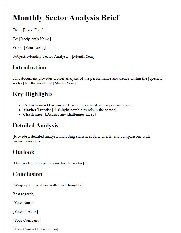 Letter template of Monthly Sector Analysis Brief