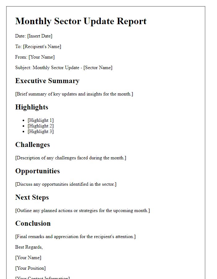 Letter template of Monthly Sector Update Report