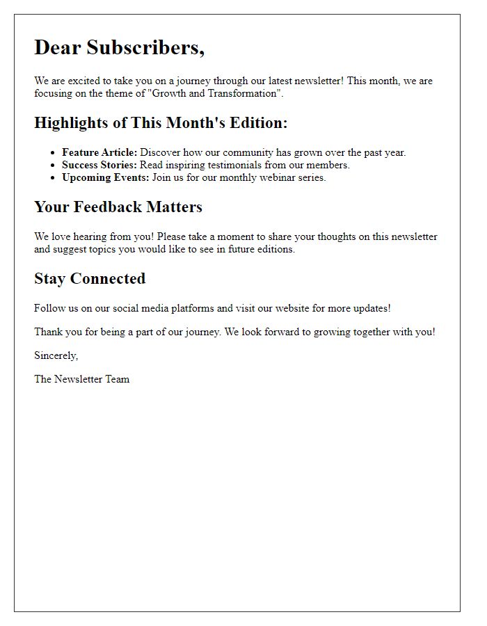 Letter template of illustrating newsletter journeys.