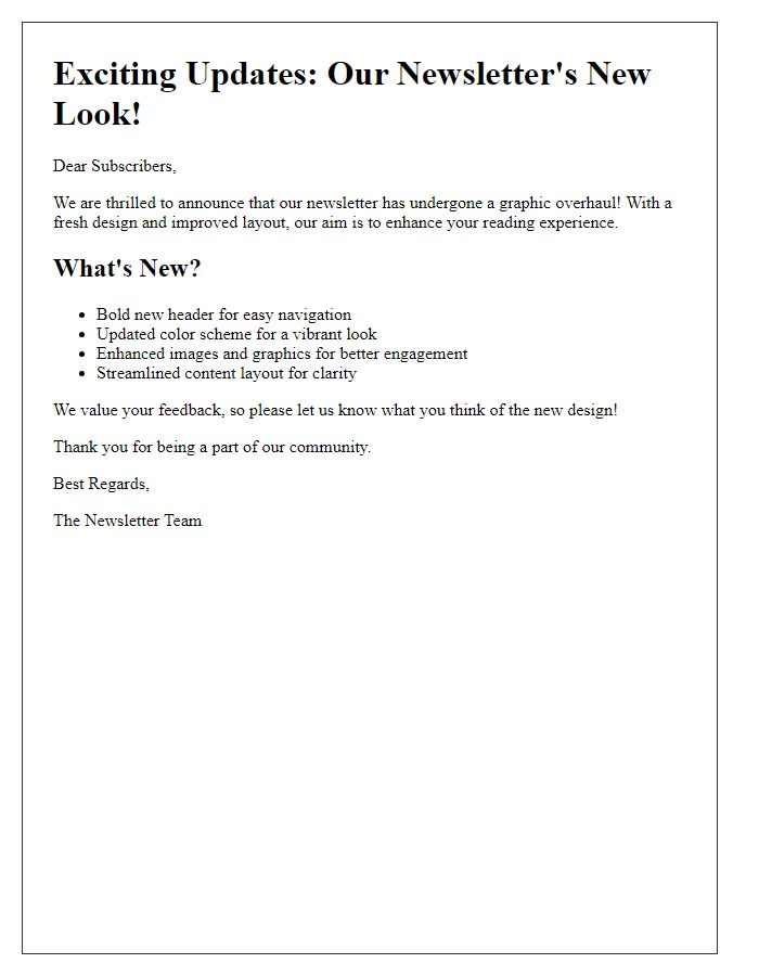 Letter template of newsletter graphic overhaul for enhanced presentation