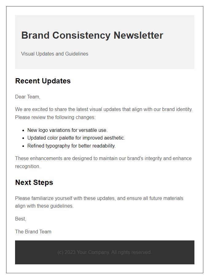 Letter template of newsletter visual updates for brand consistency